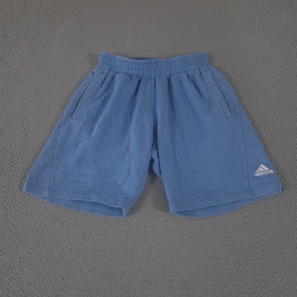 Adidas Shorts Mens Small Blue Fleece Lounge Heathered Pockets Athletic Workout